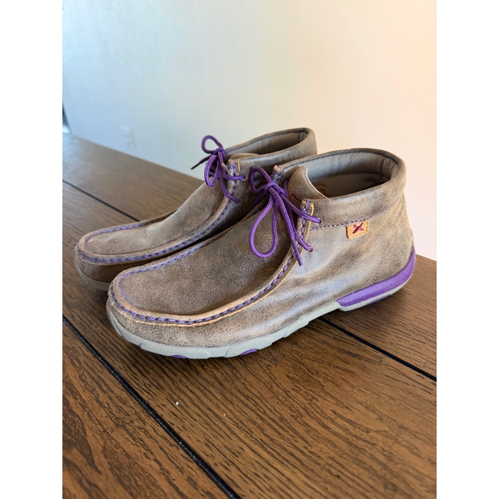 Twisted X Driving Moc Chukka Women 8M Brown Purple Good WDM0015 Leather Boots